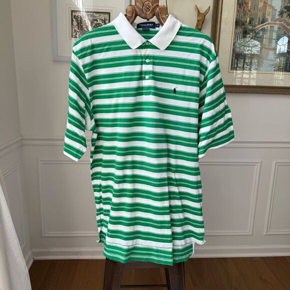 Polo Ralph Lauren Golf Polo Short Green Stripe  XXL - Picture 2 of 5